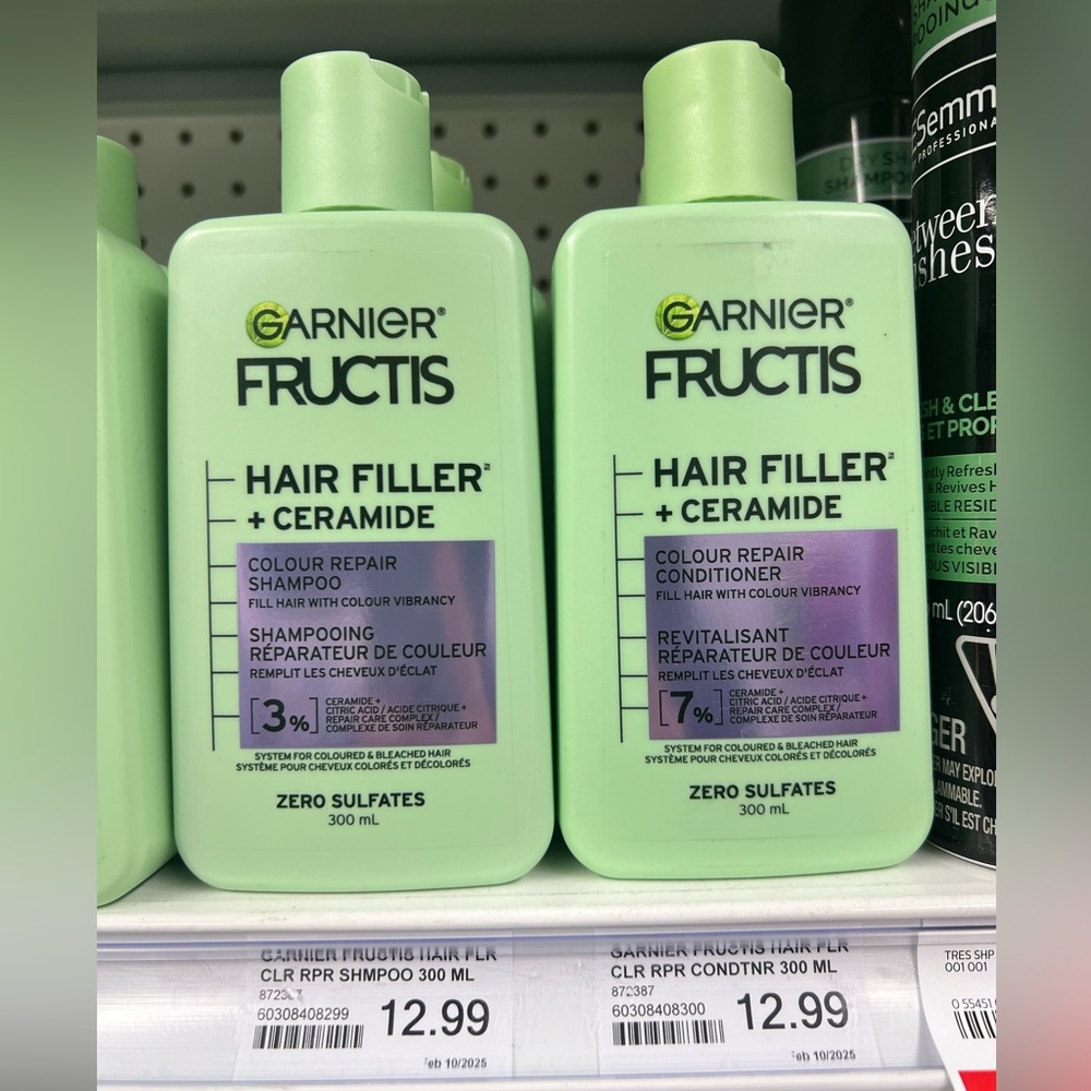 3 bottles Garnier Fructis Hair Filler Shampoo